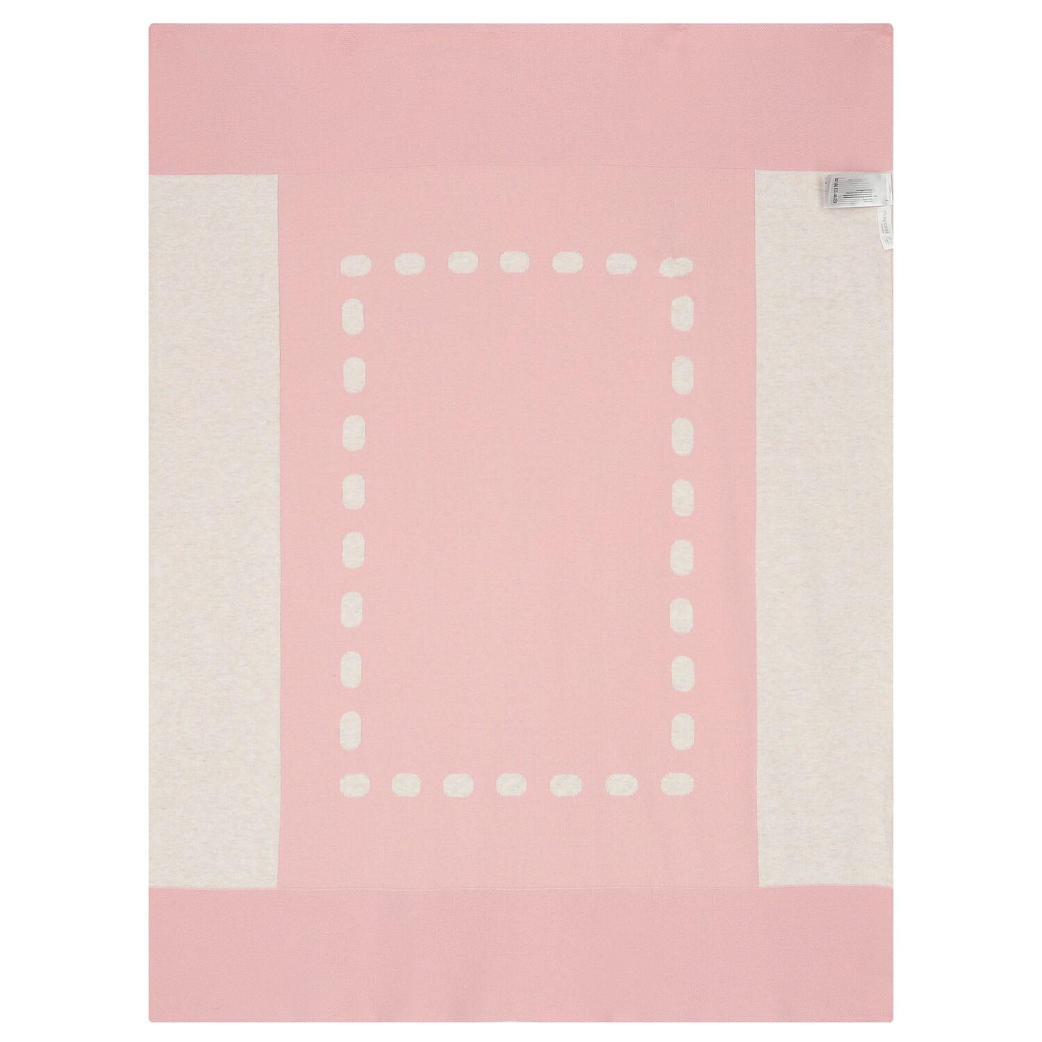 Baby Girls Pink & Ivory Knitted Blanket, 1, hi-res